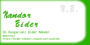 nandor bider business card